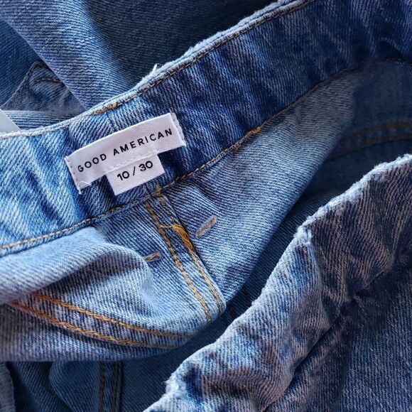 Good American Good Vintage Distressed Raw Hem Denim Jeans Women's Size 10/30 - Picture 5 of 7